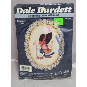 VTG Dale Burdett “Country Girl” Country Cross Stitch Kit girl w/ geese CK1010